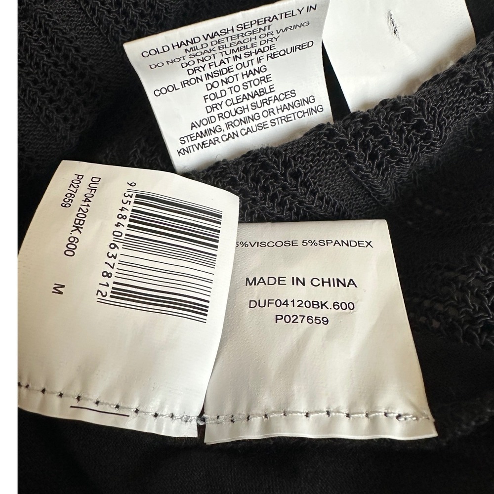 DISSH Bowie Black Long Sleeve Knit Top Off Shoulder Sheer Ribbed DUF04120BK.600 - Picture 9 of 10